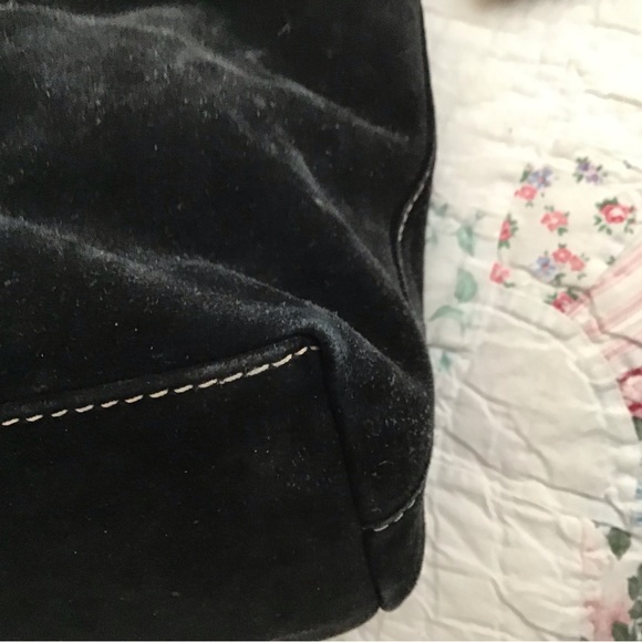 EUC  Dooney and Bourke Black Suede Belvedere Lock Hobo Shoulder Bag - Picture 3 of 12